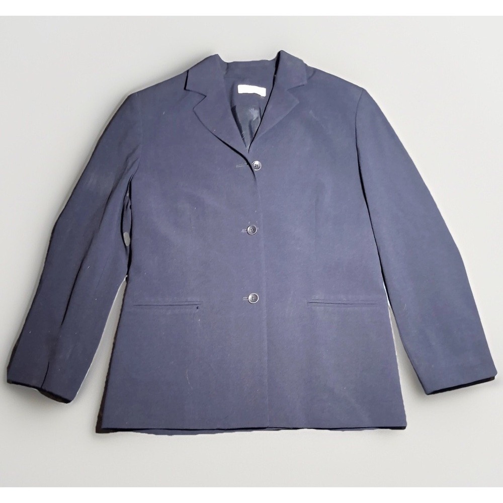 Amanda Smith Navy Blue 3-Button Stretch Blazer Jacket Size 12 Professional